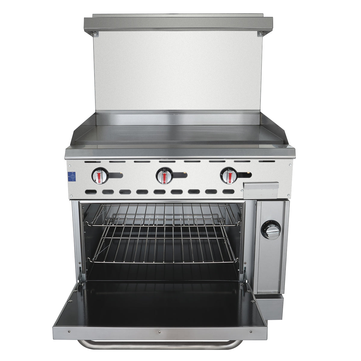 36" Commercial Gas Range with Flat Griddle Top and Oven