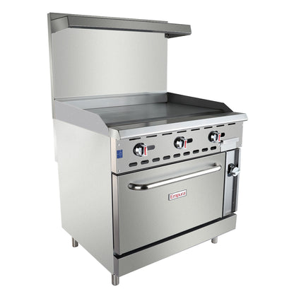36" Commercial Gas Range with Flat Griddle Top and Oven