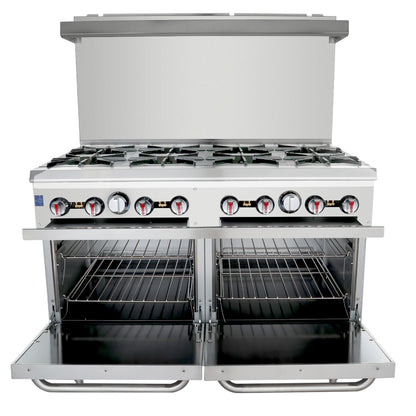 48" 8 Burner Commercial Liquid Propane Range with 2 Ovens