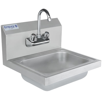 17" Wall Mounted Commercial 20 Gauge Stainless Hand Sink with Gooseneck Faucet, NSF Sink, Hand Empura