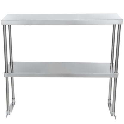 Commercial Double Deck Overshelf, 72" x 12" x 32", 18 Gauge Stainless Steel, Table-Mounted, NSF Overshelf, Table-Mounted Empura