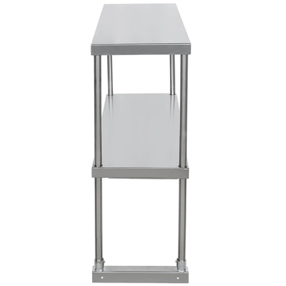 Commercial Double Deck Overshelf, 72" x 12" x 32", 18 Gauge Stainless Steel, Table-Mounted, NSF Overshelf, Table-Mounted Empura