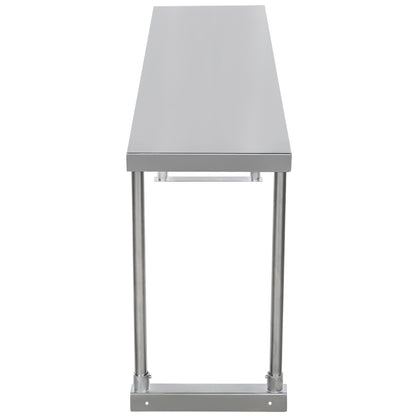 Commercial Single Deck Overshelf, 48" x 12" x 19.5", 18 Gauge Stainless Steel, Table-Mounted, NSF Overshelf, Table-Mounted Empura