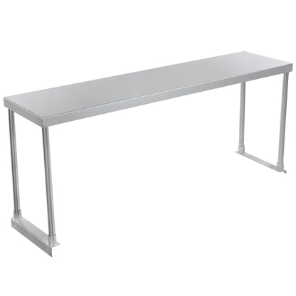 Commercial Single Deck Overshelf, 48" x 12" x 19.5", 18 Gauge Stainless Steel, Table-Mounted, NSF Overshelf, Table-Mounted Empura