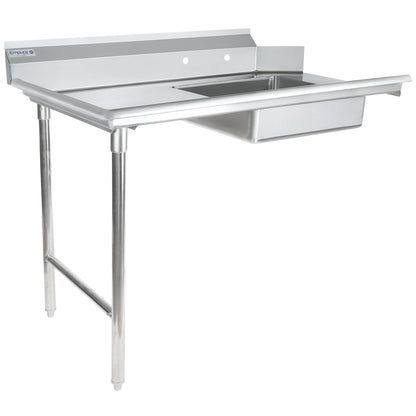 48" Soiled Dish Table with Left Drainboard - 16 Gauge 304 Stainless Steel, NSF Dishtable, Soiled Empura