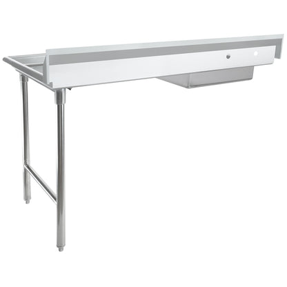 60" Soiled Dish Table with Right Drainboard - 16 Gauge 304 Stainless Steel, NSF Dishtable, Soiled Empura