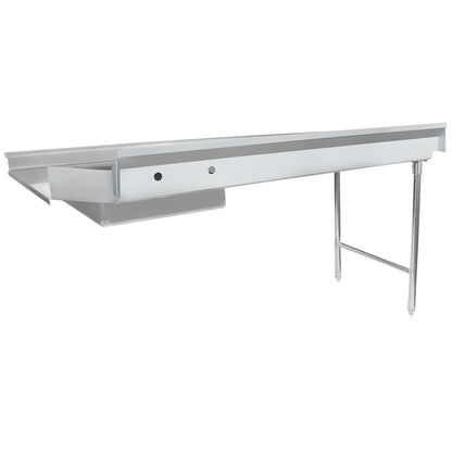 72" Soiled Dish Table with Left Drainboard - 16 Gauge 304 Stainless Steel, NSF Dishtable, Soiled Empura