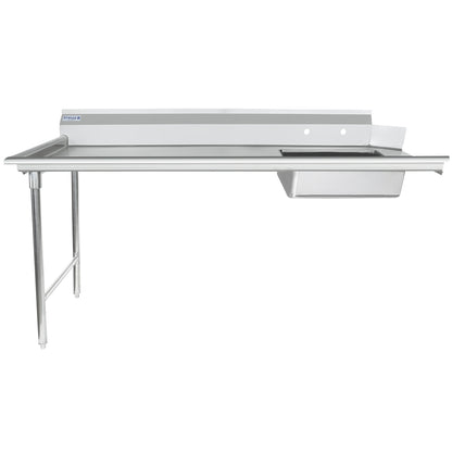 72" Soiled Dish Table with Left Drainboard - 16 Gauge 304 Stainless Steel, NSF Dishtable, Soiled Empura