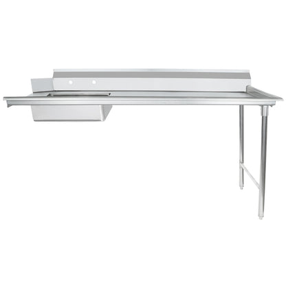 72" Soiled Dish Table with Right Drainboard - 16 Gauge 304 Stainless Steel, NSF Dishtable, Soiled Empura