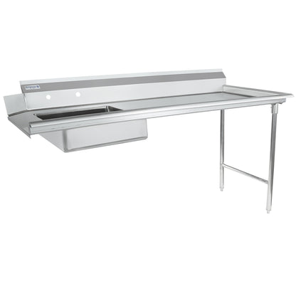 72" Soiled Dish Table with Right Drainboard - 16 Gauge 304 Stainless Steel, NSF Dishtable, Soiled Empura