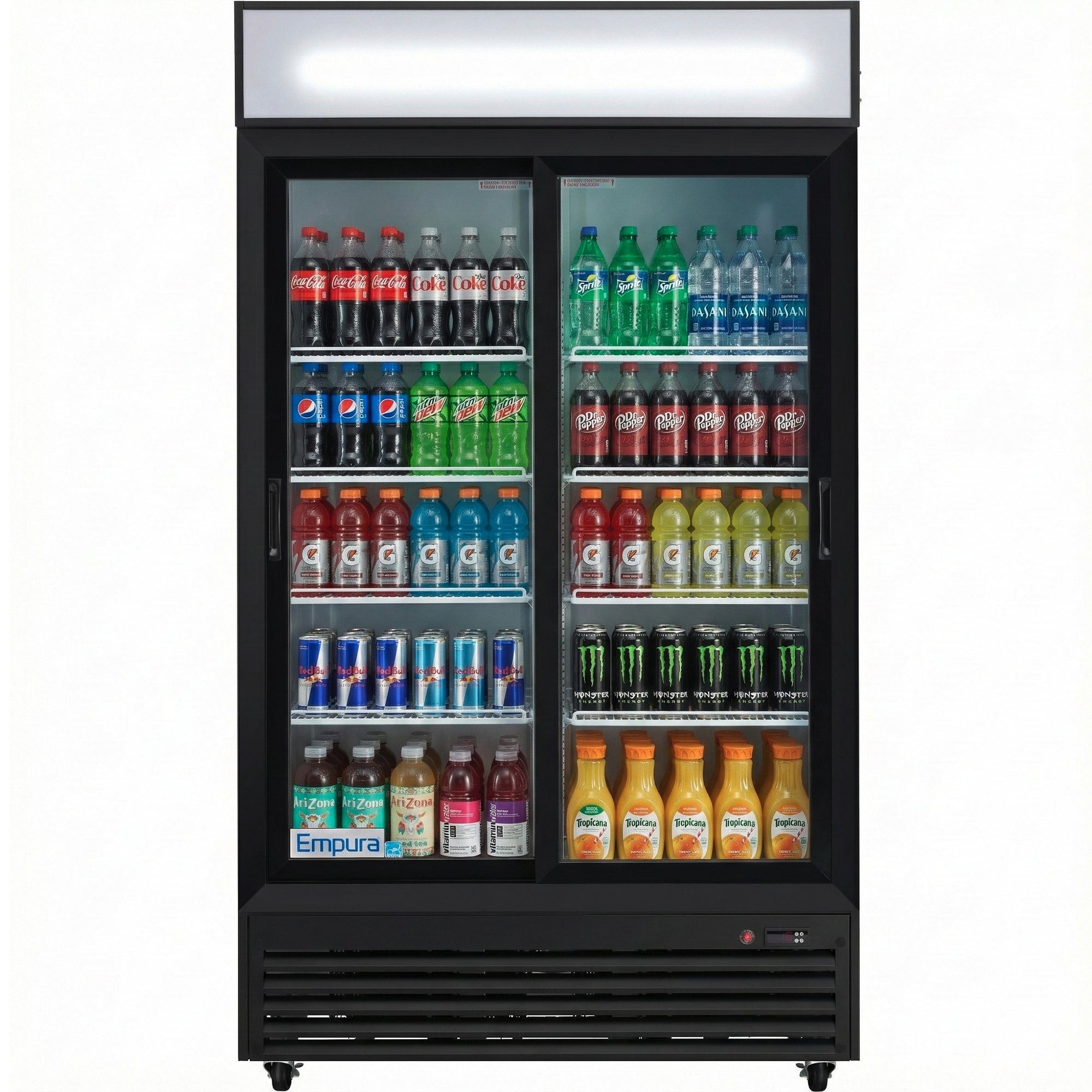 44" Black Sliding Commercial Glass Door Merchandiser Refrigerator - 35 cu ft