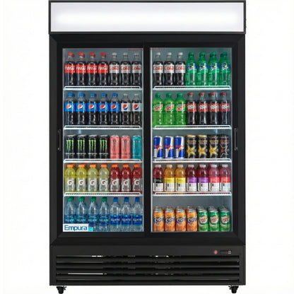 52" Black Sliding Commercial Glass Door Merchandiser Refrigerator - 42 cu ft