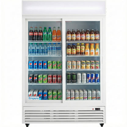 52" White Sliding Commercial Glass Door Merchandiser Refrigerator - 42 cu ft