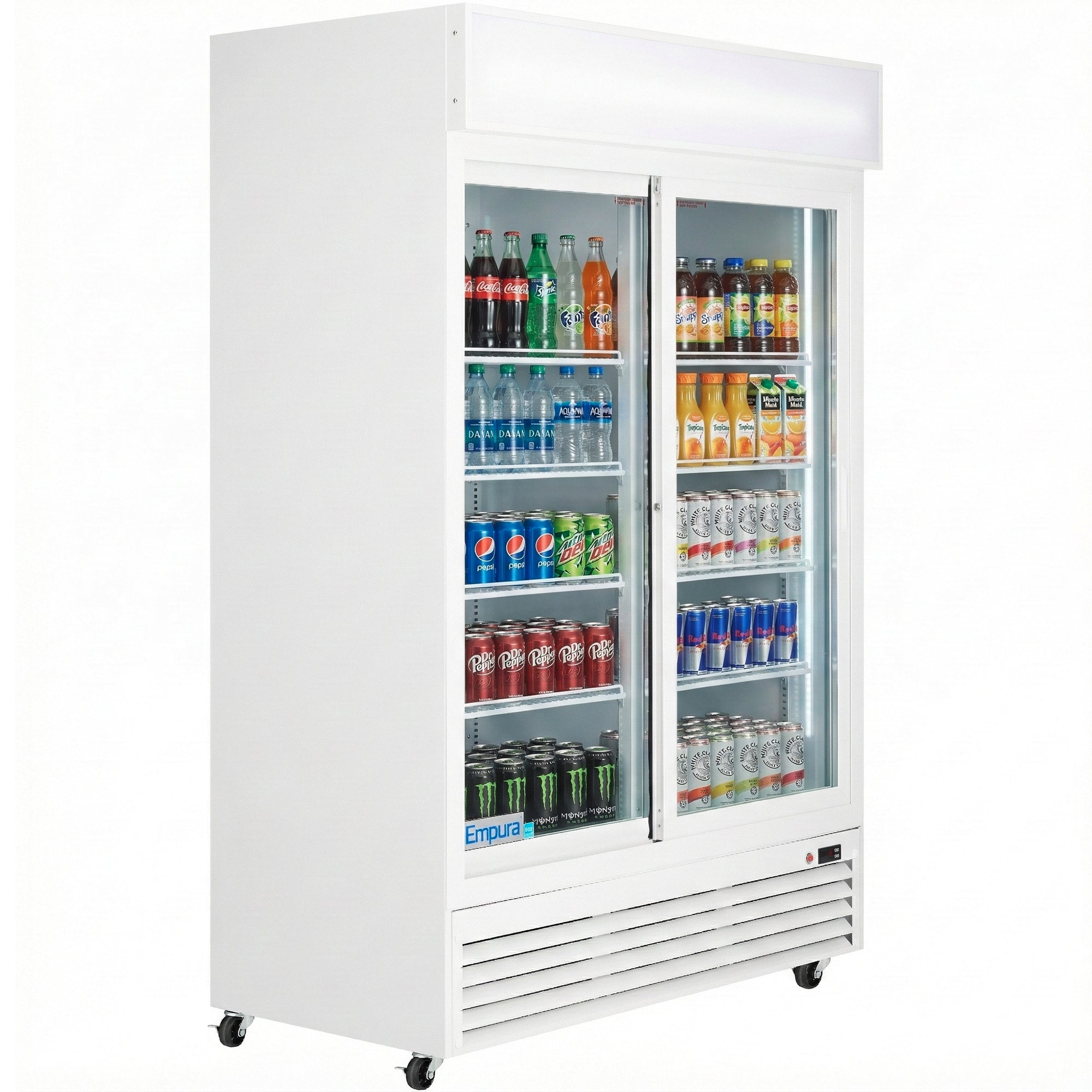 52" White Sliding Commercial Glass Door Merchandiser Refrigerator - 42 cu ft