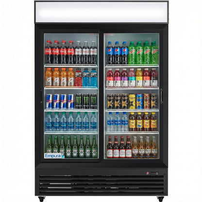 52" Black Sliding Commercial Glass Door Merchandiser Refrigerator - 48 cu ft