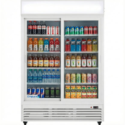 52" White Sliding Commercial Glass Door Merchandiser Refrigerator - 48 cu ft