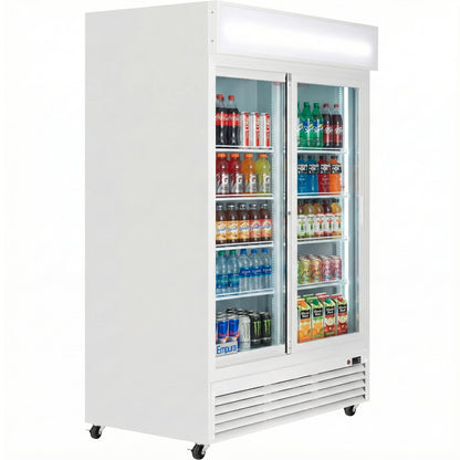 52" White Sliding Commercial Glass Door Merchandiser Refrigerator - 48 cu ft