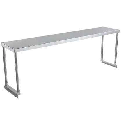 Commercial Single Deck Overshelf, 60" x 12" x 19.5", 18 Gauge Stainless Steel, Table-Mounted, NSF Overshelf, Table-Mounted Empura