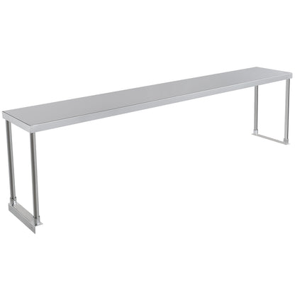 Commercial Single Deck Overshelf, 72" x 12" x 19.5", 18 Gauge Stainless Steel, Table-Mounted, NSF Overshelf, Table-Mounted Empura