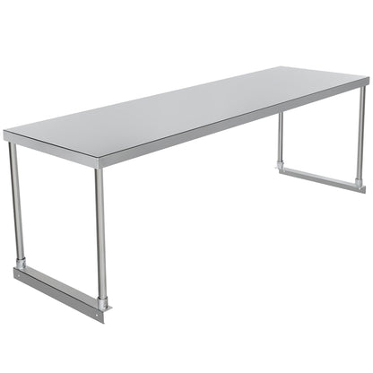 Commercial Single Deck Overshelf, 60" x 18" x 19.5", 18 Gauge Stainless Steel, Table-Mounted, NSF Overshelf, Table-Mounted Empura