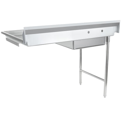 48" Soiled Undercounter Dish Table with Left Drainboard - 16 Gauge Stainless Steel, NSF Dishtable, Soiled, Undercounter Empura