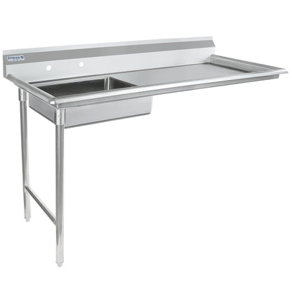 60" Soiled Undercounter Dish Table with Left Drainboard - 16 Gauge Stainless Steel, NSF Dishtable, Soiled, Undercounter Empura