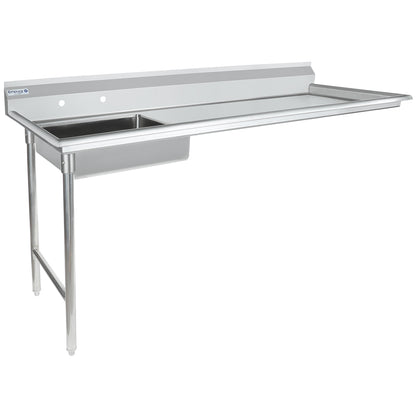 72" Soiled Undercounter Dish Table with Left Drainboard - 16 Gauge Stainless Steel, NSF Dishtable, Soiled, Undercounter Empura