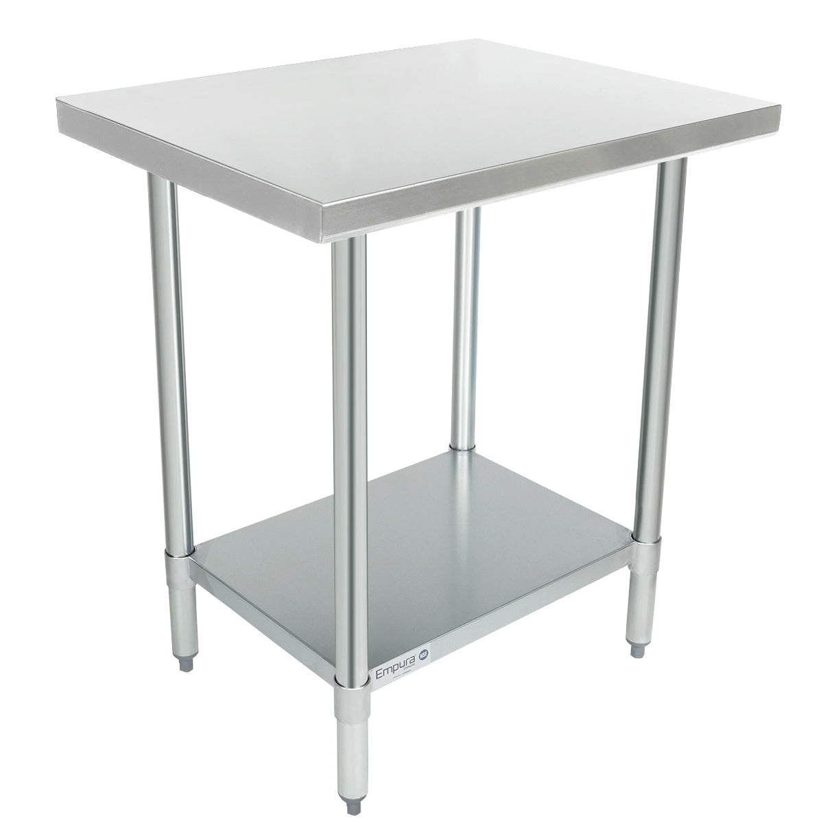 Empura 30" x 24" 18-Gauge 430 Stainless Steel Commercial Work Table with Flat Top Galvanized Legs and Undershelf