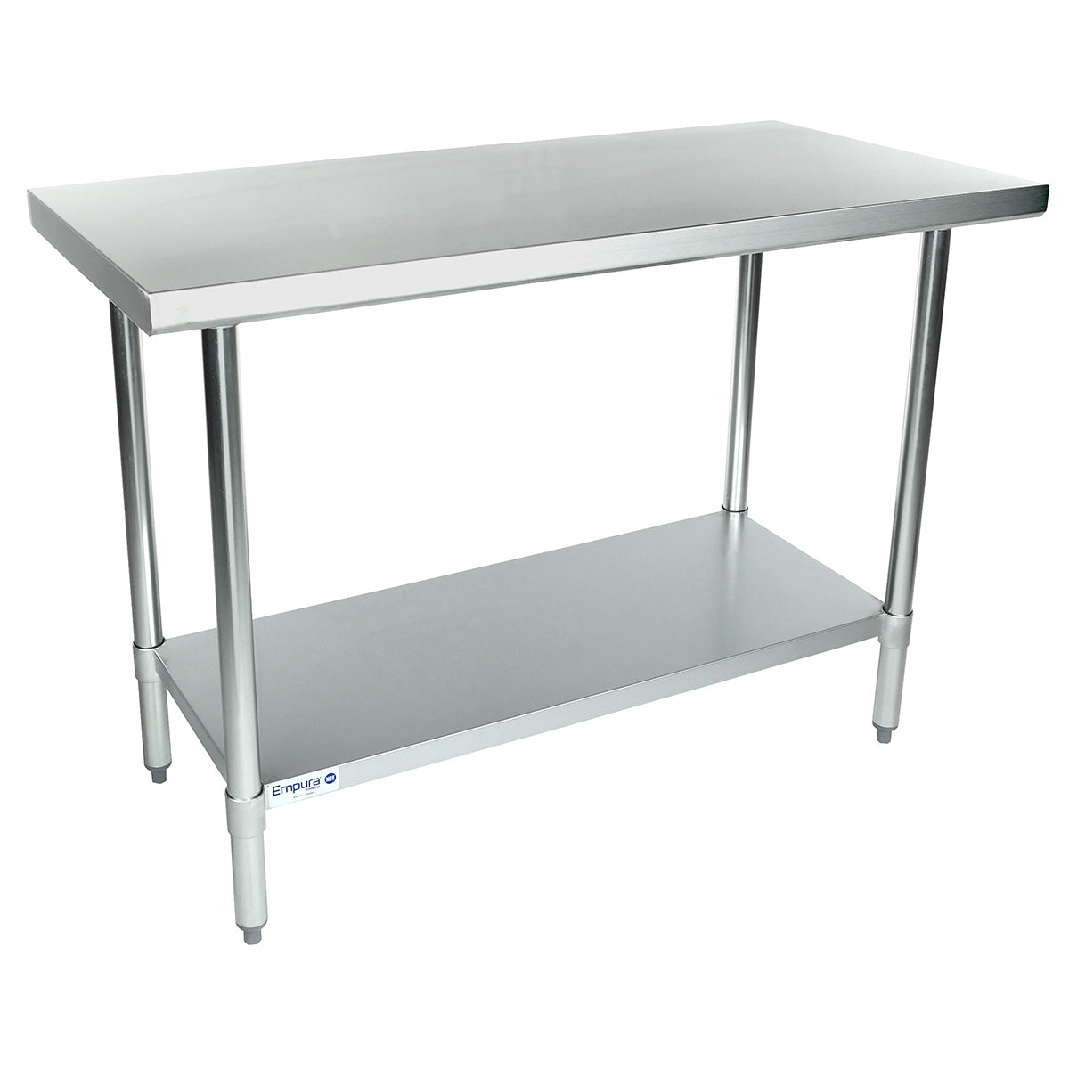 Empura 48" x 24" 18-Gauge 430 Stainless Steel Commercial Work Table with Flat Top Galvanized Legs and Undershelf