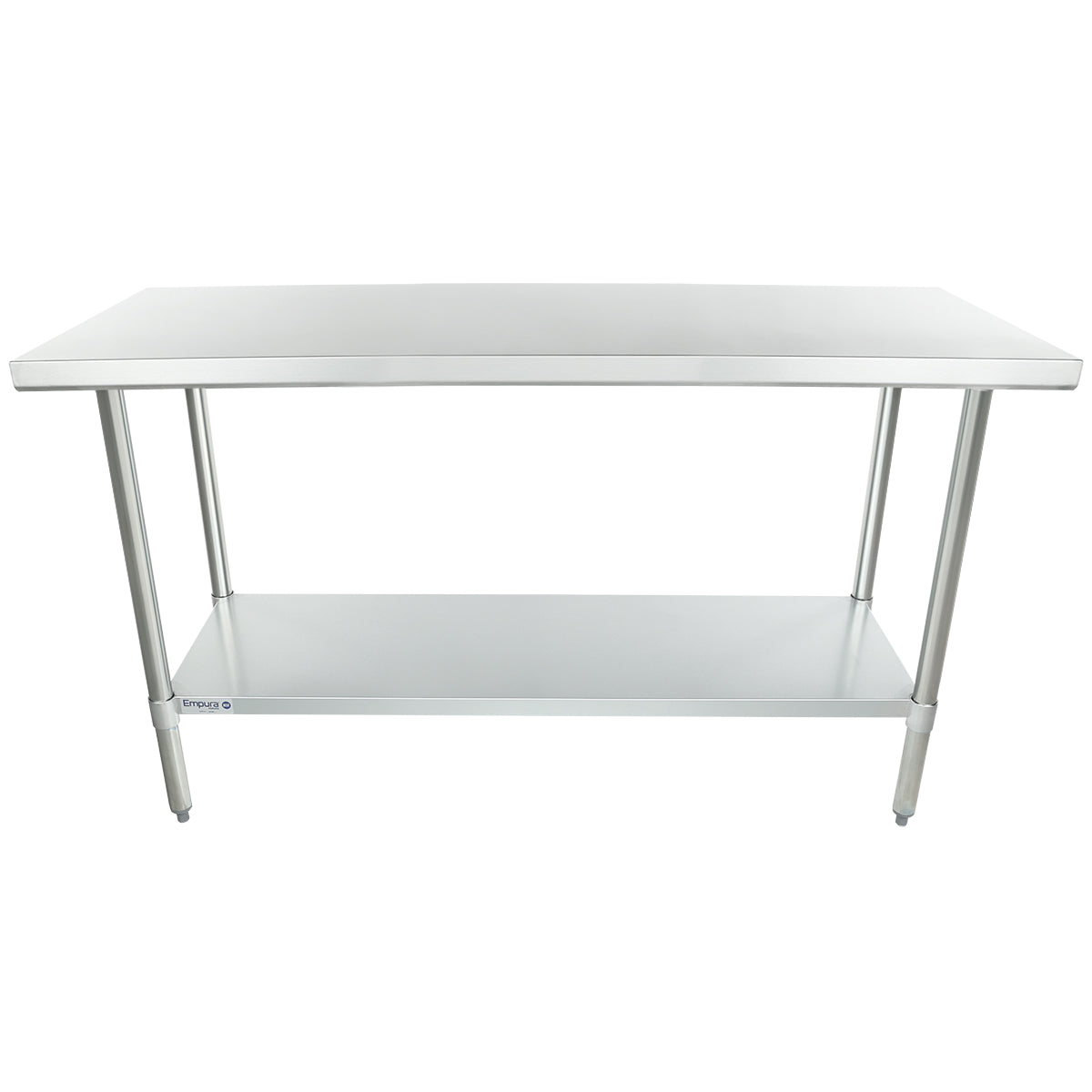 Empura 60" x 24" 18-Gauge 430 Stainless Steel Commercial Work Table with Flat Top Galvanized Legs and Undershelf