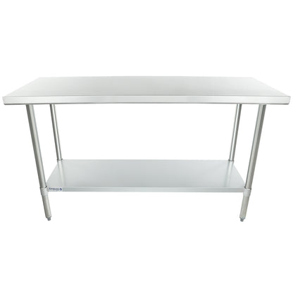 60" x 24" Economy Duty Work Table 18 Gauge 430 Stainless Steel with Galvanized Legs and Undershelf, NSF Work Table, 54" - 62", Stainless Steel Top Empura