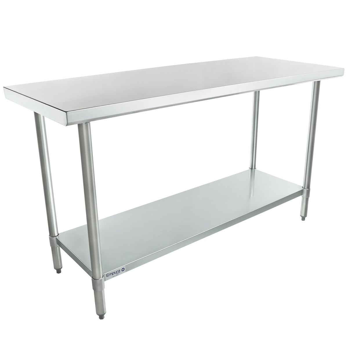 Empura 60" x 24" 18-Gauge 430 Stainless Steel Commercial Work Table with Flat Top Galvanized Legs and Undershelf