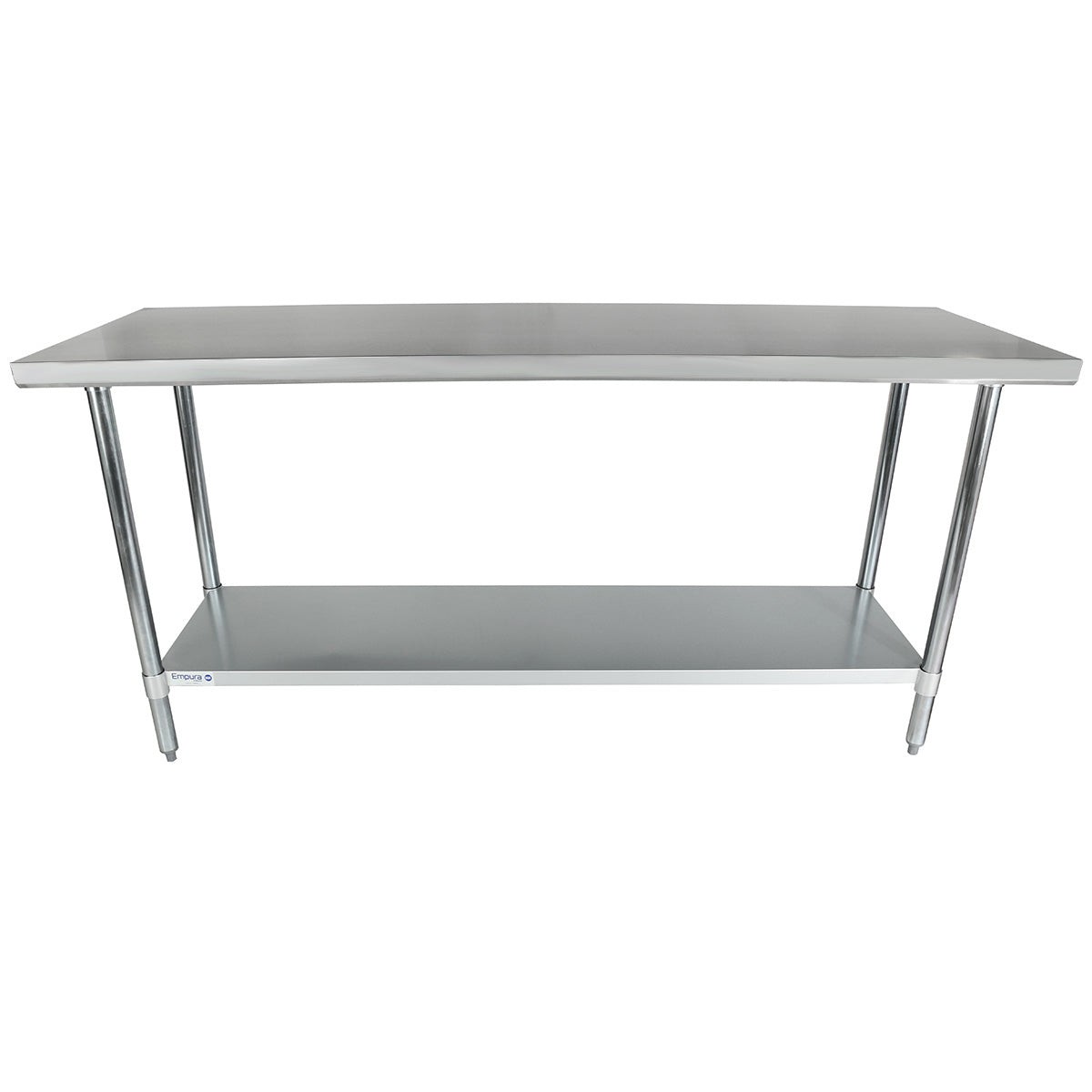 Empura 72" x 24" 18-Gauge 430 Stainless Steel Commercial Work Table with Flat Top Galvanized Legs and Undershelf