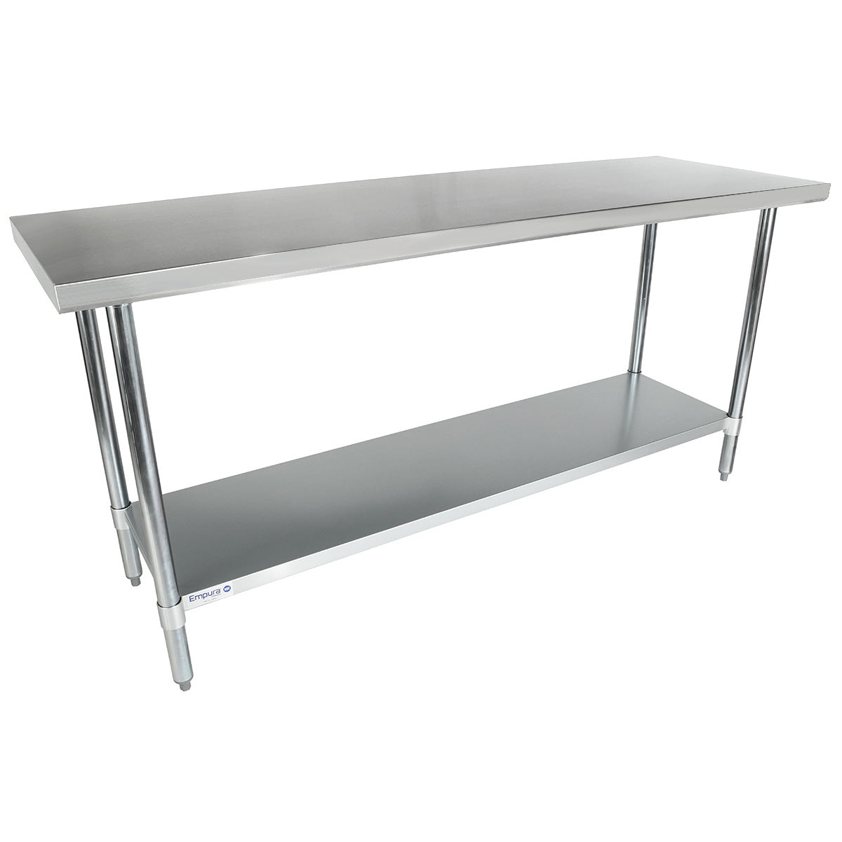 Empura 72" x 24" 18-Gauge 430 Stainless Steel Commercial Work Table with Flat Top Galvanized Legs and Undershelf