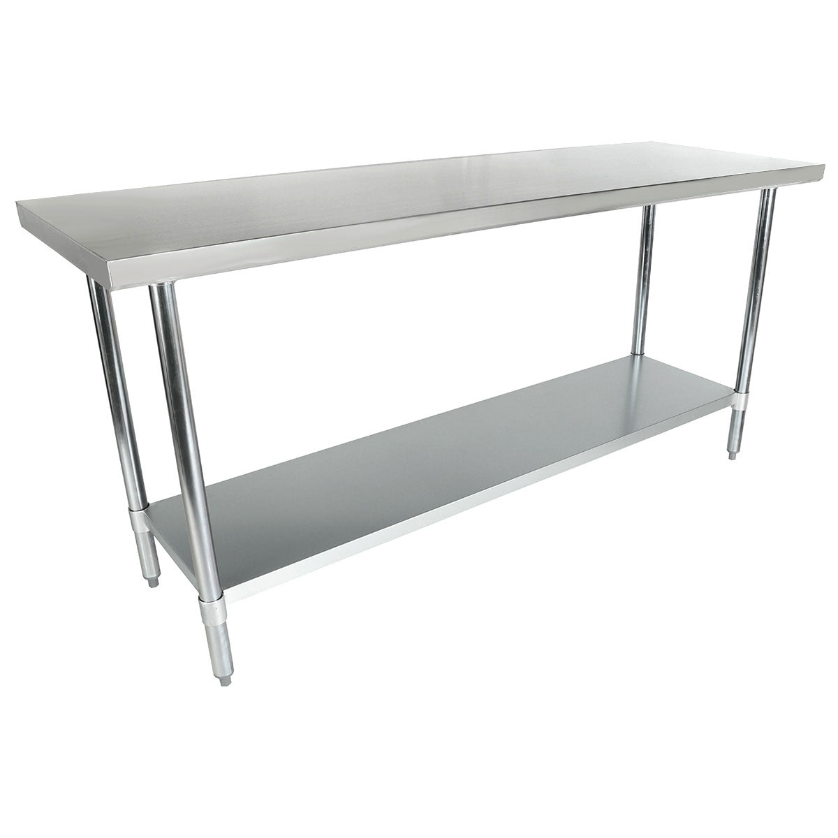 Empura 72" x 24" 18-Gauge 430 Stainless Steel Commercial Work Table with Flat Top Galvanized Legs and Undershelf