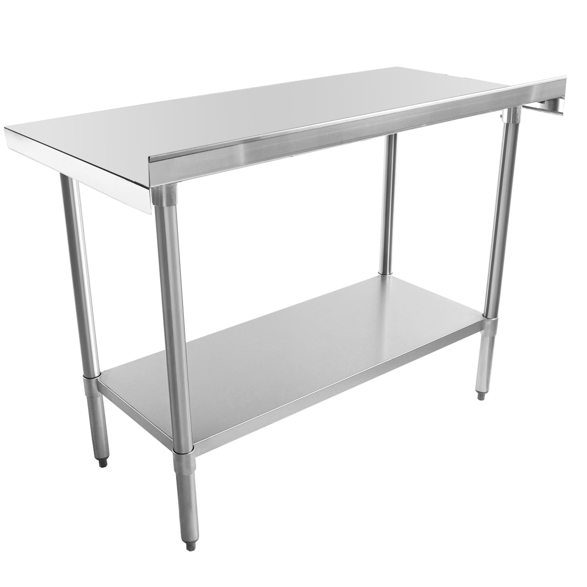 Empura 48" x 24" 18-Gauge 430 Stainless Steel Commercial Work Table with 2" Backsplash Galvanized Legs and Undershelf