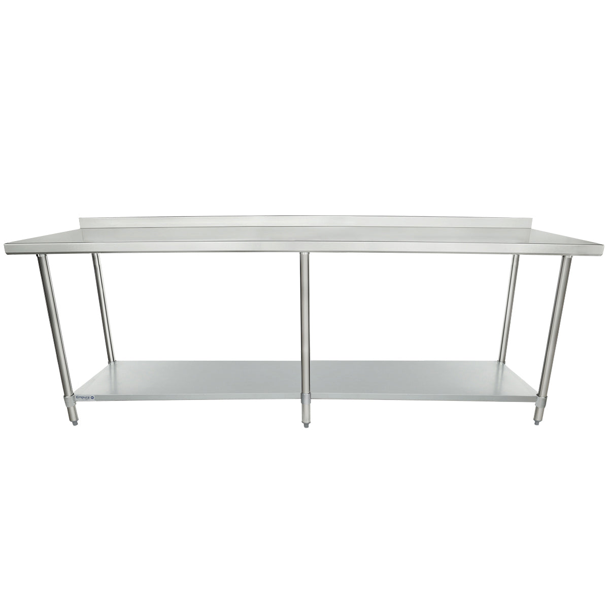 Empura 96" x 24" 18-Gauge 430 Stainless Steel Commercial Work Table with 2" Backsplash Galvanized Legs and Undershelf