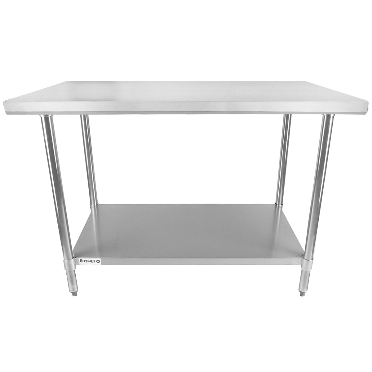 Empura 48" x 30" 18-Gauge 430 Stainless Steel Commercial Work Table with Flat Top Galvanized Legs and Undershelf