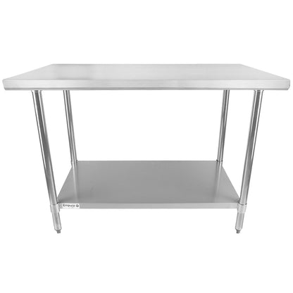 48" x 30" Economy Duty Work Table 18 Gauge 430 Stainless Steel with Galvanized Legs and Undershelf, NSF Work Table, 40" - 48", Stainless Steel Top Empura