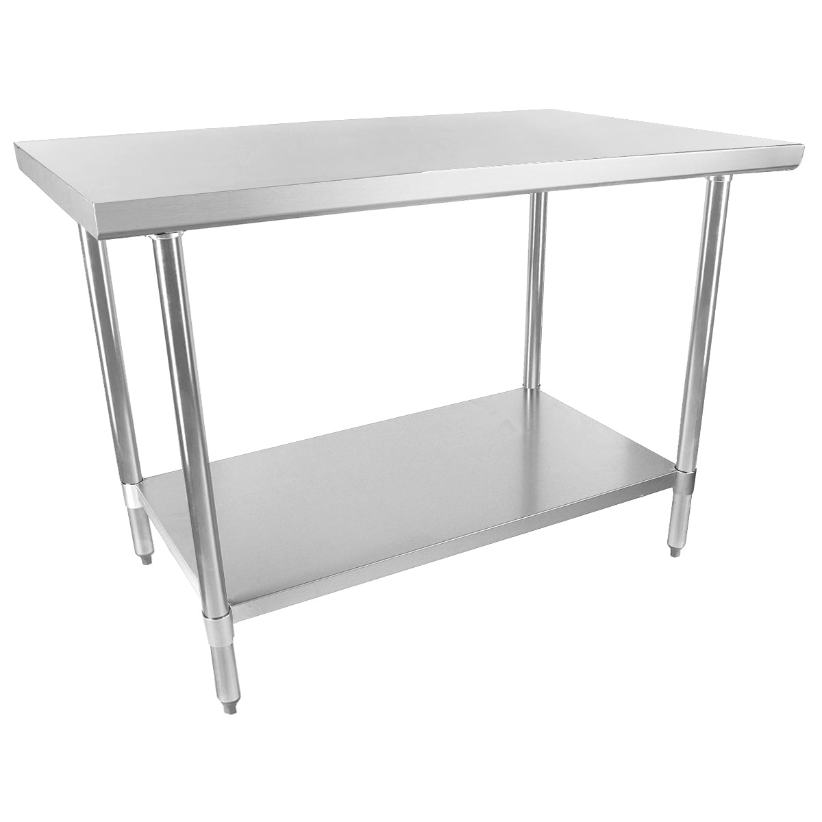 Empura 48" x 30" 18-Gauge 430 Stainless Steel Commercial Work Table with Flat Top Galvanized Legs and Undershelf