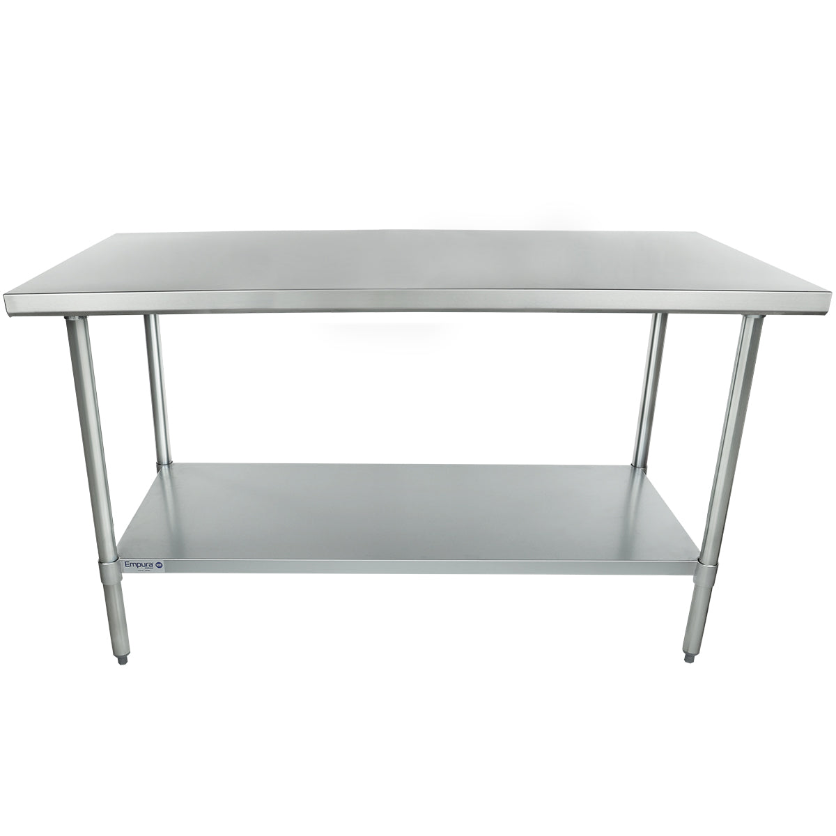 Empura 60" x 30" 18-Gauge 430 Stainless Steel Commercial Work Table with Flat Top Galvanized Legs and Undershelf