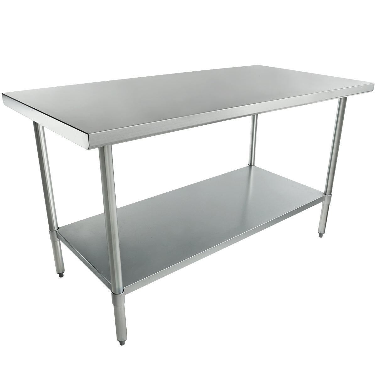 Empura 60" x 30" 18-Gauge 430 Stainless Steel Commercial Work Table with Flat Top Galvanized Legs and Undershelf