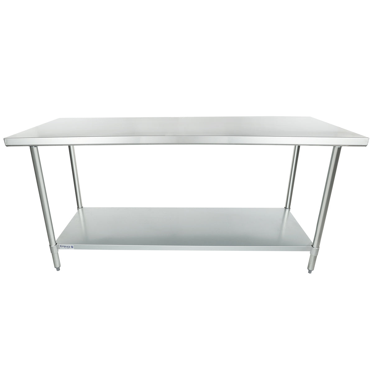 Empura 72" x 30" 18-Gauge 430 Stainless Steel Commercial Work Table with Flat Top Galvanized Legs and Undershelf