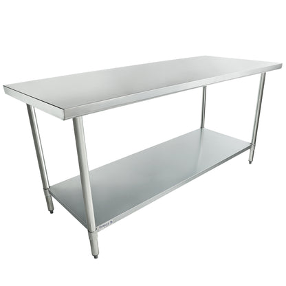72" x 30" Economy Duty Work Table 18 Gauge 430 Stainless Steel with Galvanized Legs and Undershelf, NSF Work Table, 63" - 72", Stainless Steel Top Empura