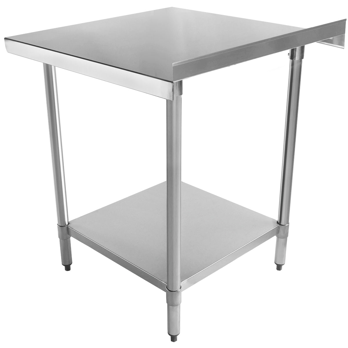 Empura 30" x 30" 18-Gauge 430 Stainless Steel Commercial Work Table with 2" Backsplash Galvanized Legs and Undershelf