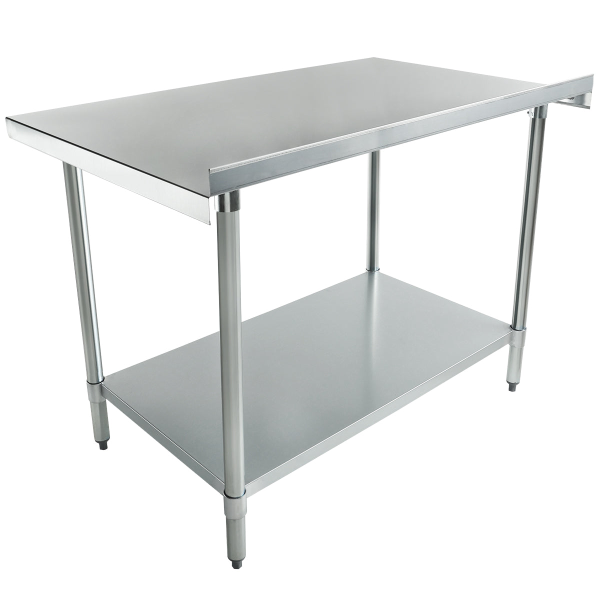 Empura 48" x 30" 18-Gauge 430 Stainless Steel Commercial Work Table with 2" Backsplash Galvanized Legs and Undershelf