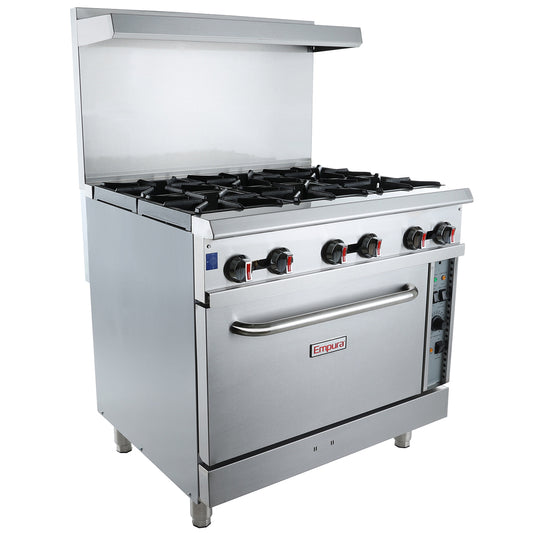 Empura EGR-36C_LP 36" Stainless Steel Commercial 6 Burner Liquid Propane Range with Convection Oven, 211,000 BTU