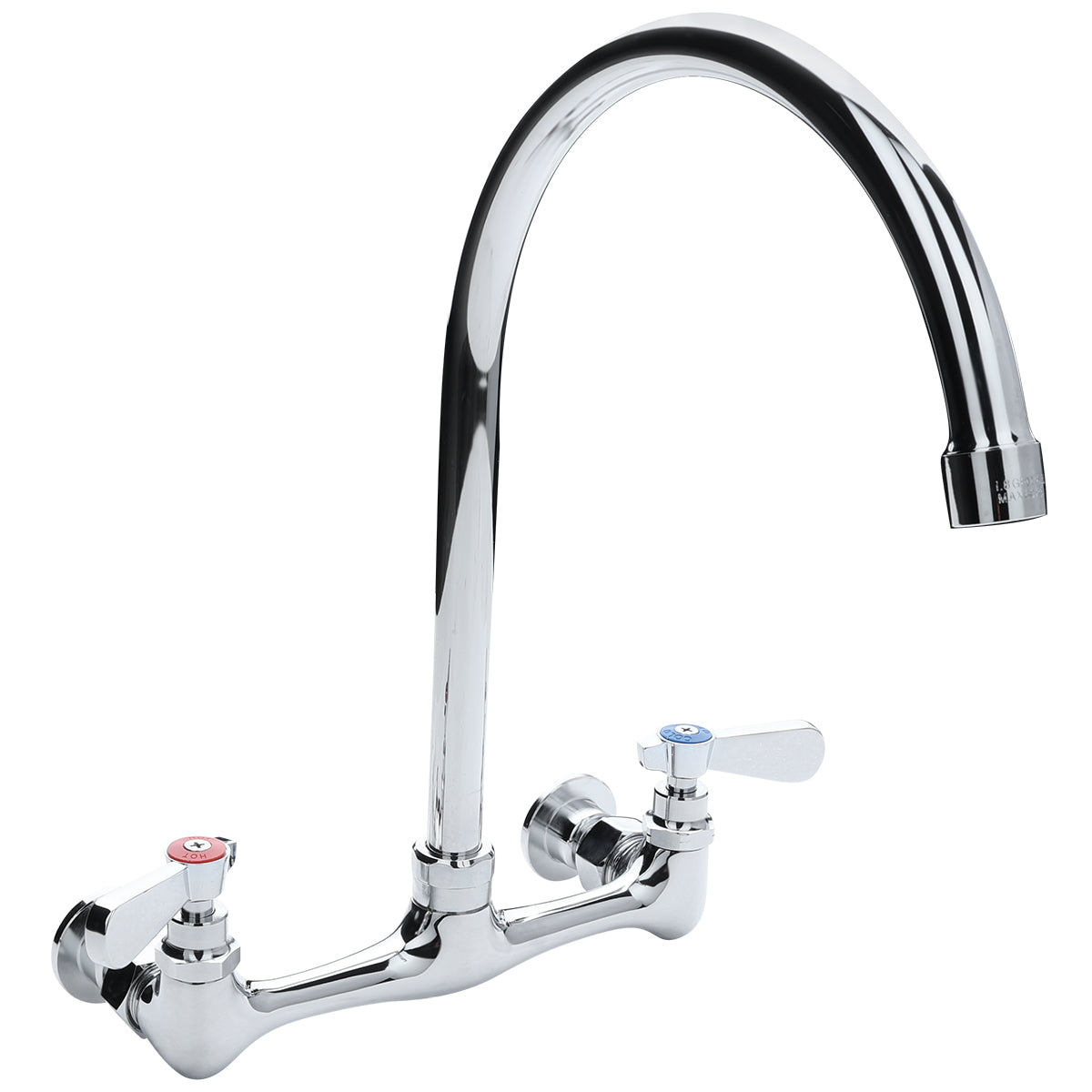 Wall Mount Commercial Faucet with 8" x 12 1/2" Swivel Gooseneck Spout and 8" Centers, NSF Faucet, Wall / Splash Mount Empura
