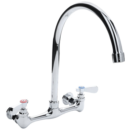 Wall Mount Commercial Faucet with 8" x 12 1/2" Swivel Gooseneck Spout and 8" Centers, NSF Faucet, Wall / Splash Mount Empura
