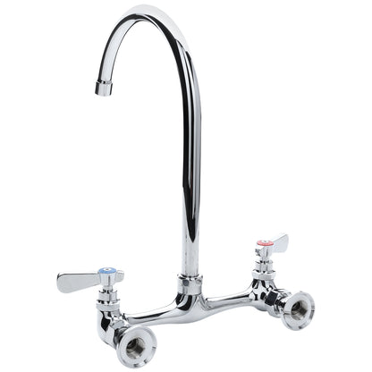 Wall Mount Commercial Faucet with 8" x 12 1/2" Swivel Gooseneck Spout and 8" Centers, NSF Faucet, Wall / Splash Mount Empura
